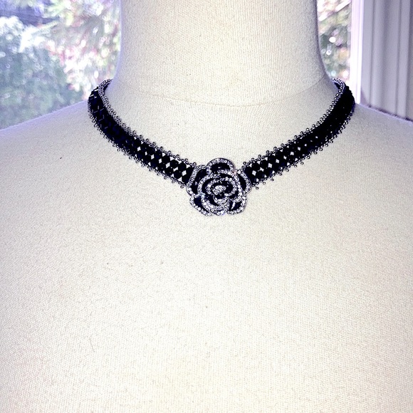 Black Crystal Choker Necklace - Picture 2 of 4